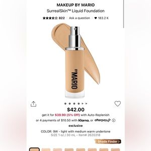 Makeup by mario surreal skin foundation never opened shade 9W
